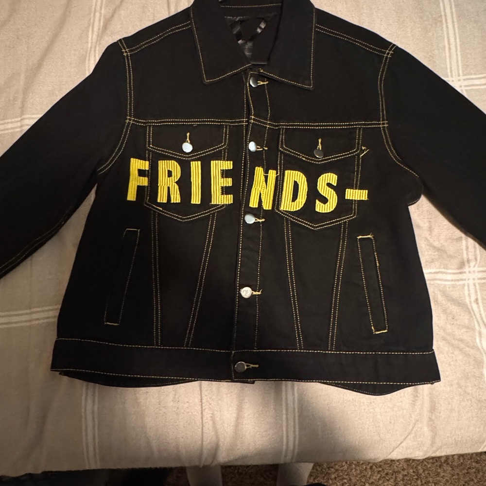 VLONE Black and Yellow Jean Jacket Friends Design